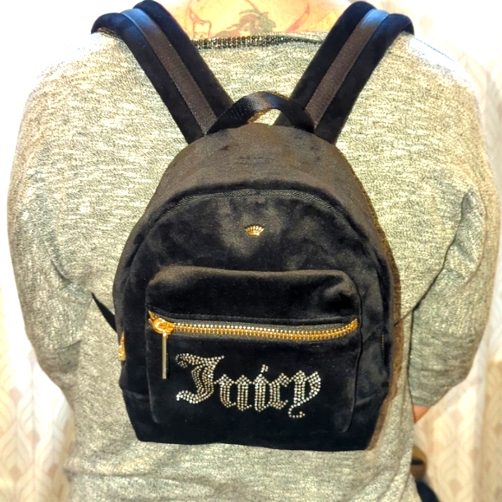 Juicy Couture Black Mini Backpack with Gold Hardware